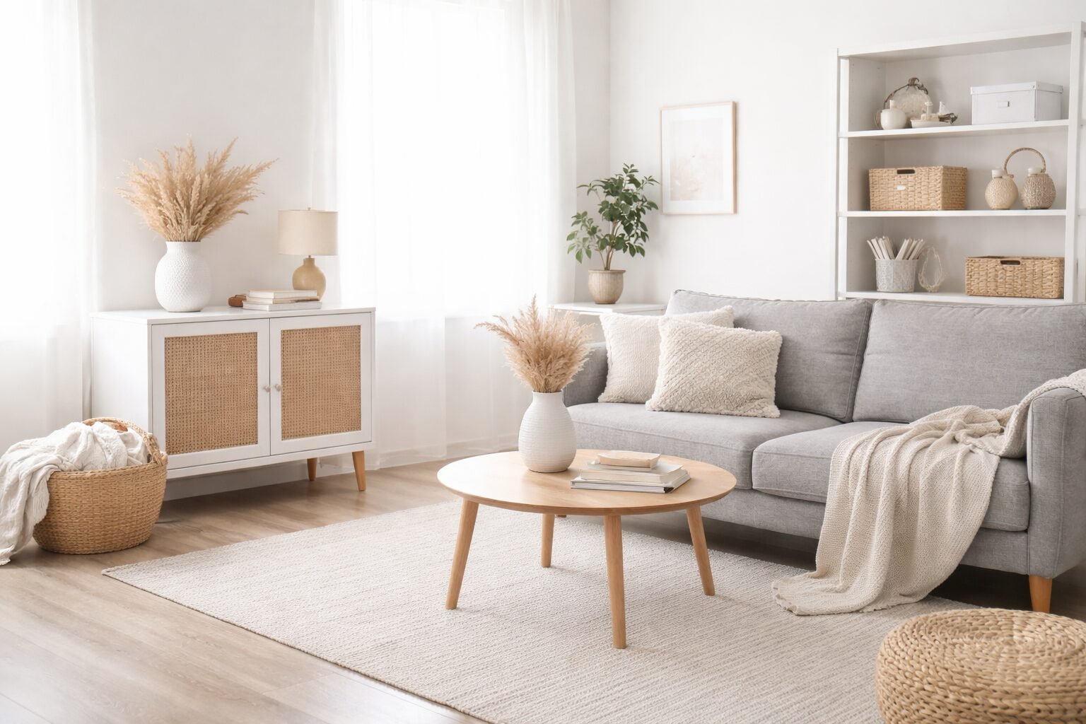 a lifestyle image of a clean organized living room space